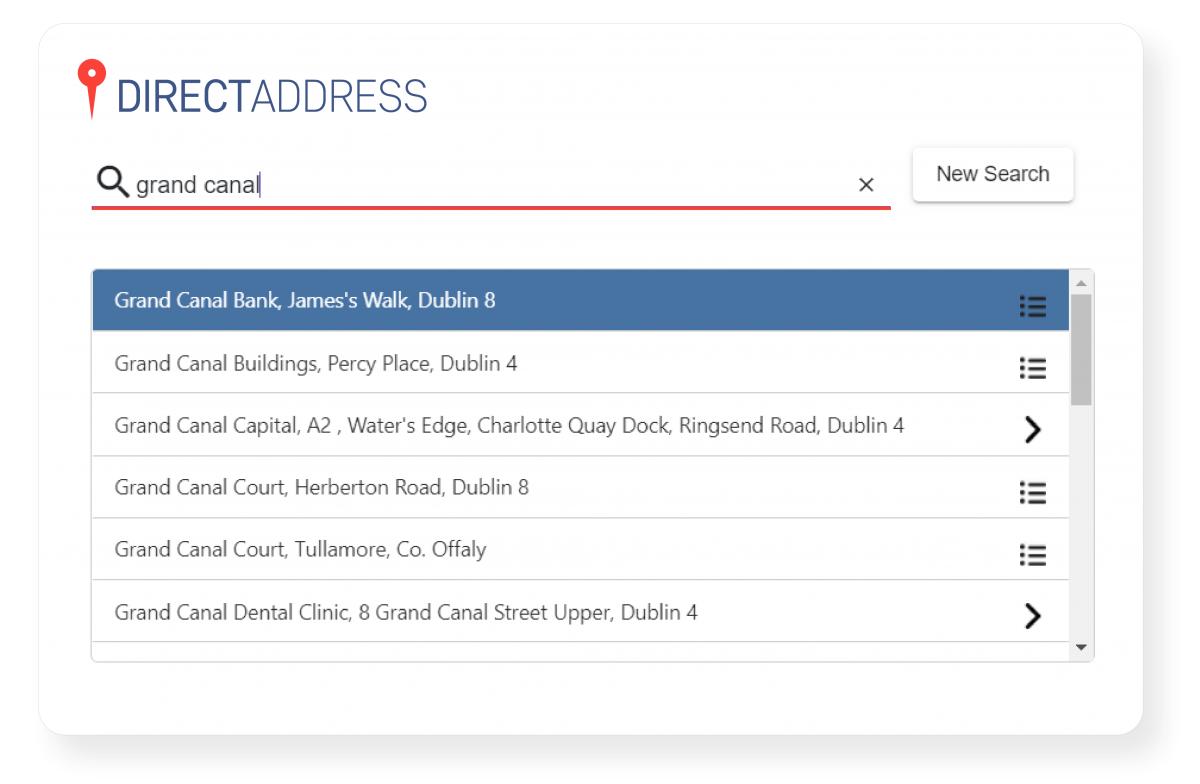 Features DirectAddress Eircode & Address Capture